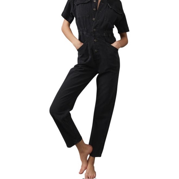 Free People Pants - FREE PEOPLE Black Denim Jumpsuit SIZE XS